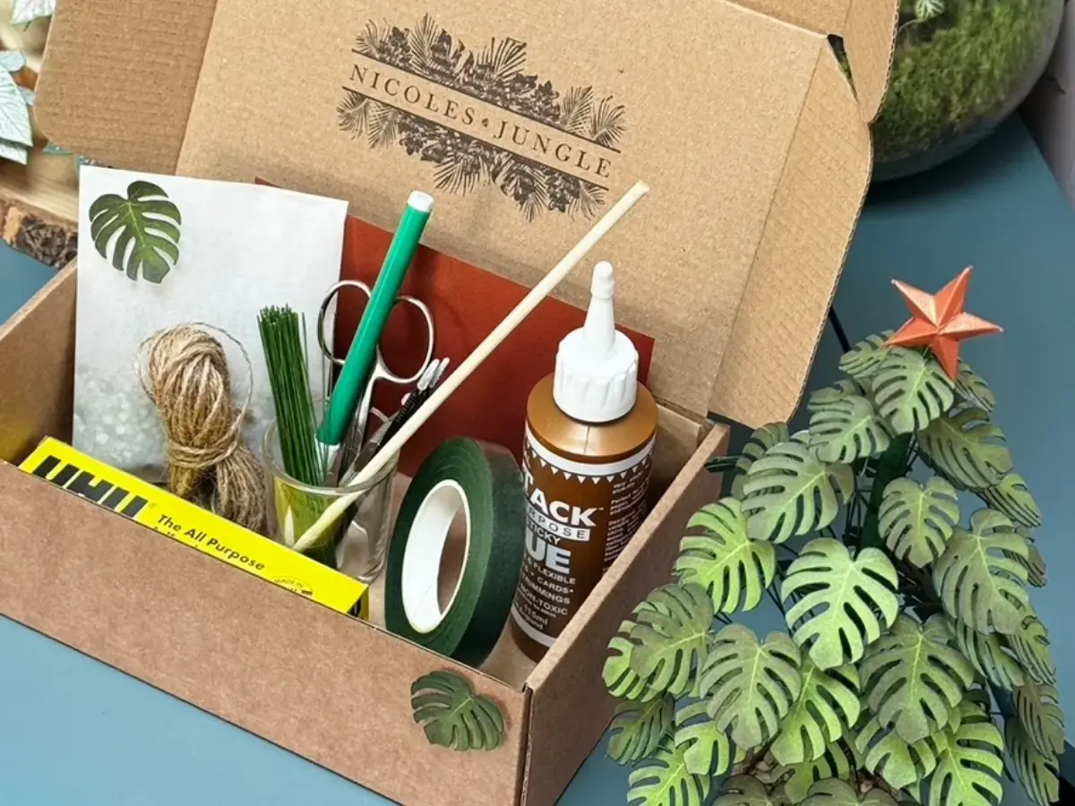 The Christmas tree kit contents including tools and materials