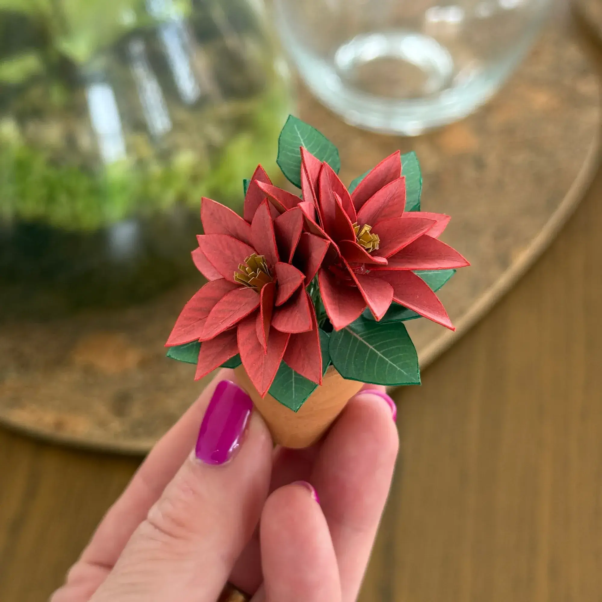 Finished paper Poinsettia double bloom